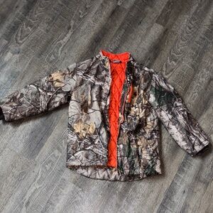 Camouflage Jacket with Orange Lining